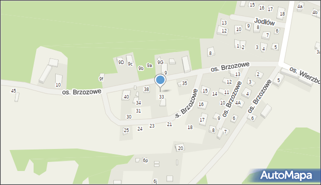 Jodłów, Osiedle Brzozowe, 37, mapa Jodłów