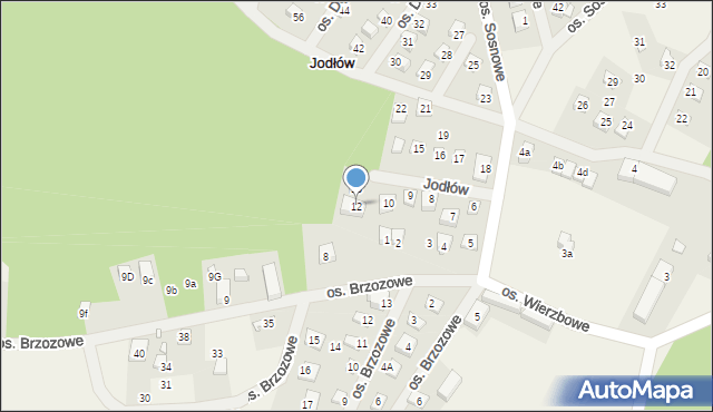 Jodłów, Osiedle Dębowe, 12, mapa Jodłów