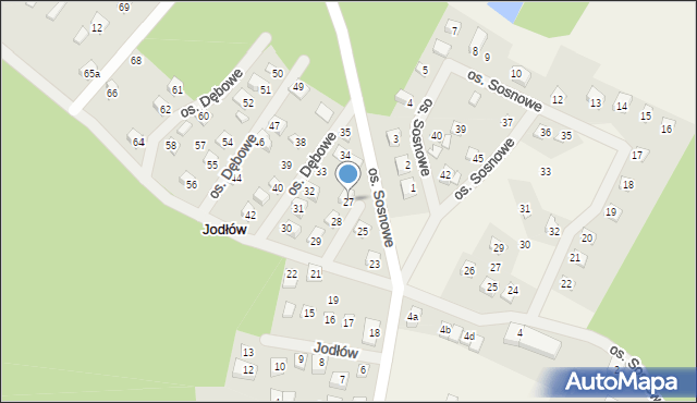 Jodłów, Osiedle Dębowe, 27, mapa Jodłów