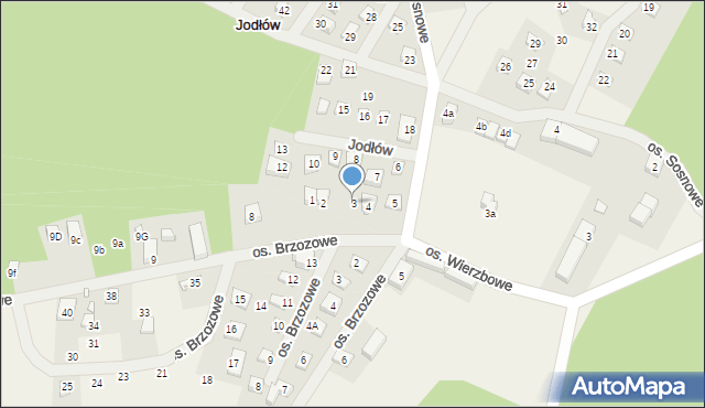 Jodłów, Osiedle Dębowe, 3, mapa Jodłów