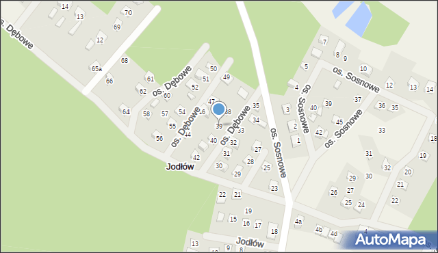 Jodłów, Osiedle Dębowe, 39, mapa Jodłów