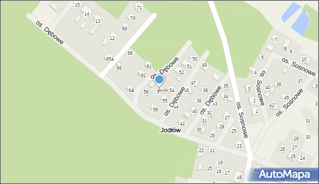 Jodłów, Osiedle Dębowe, 57, mapa Jodłów