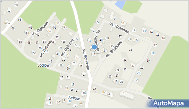 Jodłów, Osiedle Sosnowe, 1, mapa Jodłów