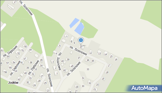 Jodłów, Osiedle Sosnowe, 10, mapa Jodłów