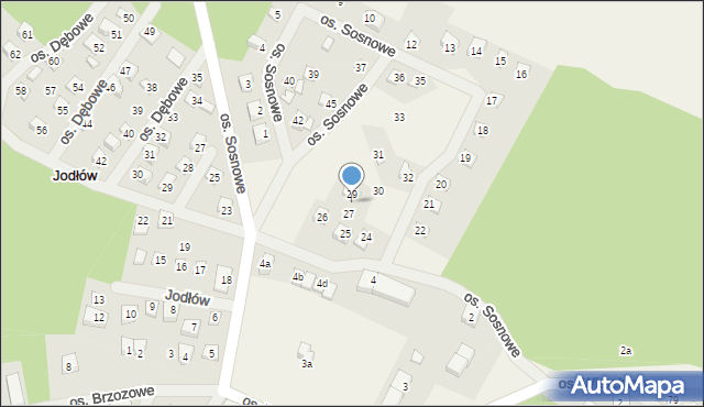Jodłów, Osiedle Sosnowe, 28, mapa Jodłów