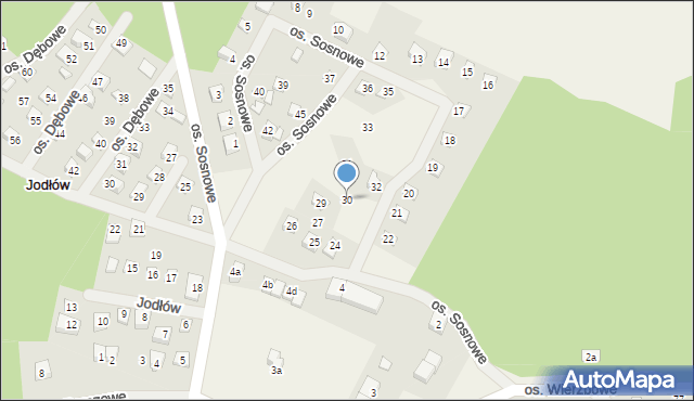 Jodłów, Osiedle Sosnowe, 30, mapa Jodłów