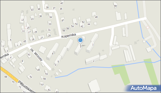 Jordanów, Osiedle Wrzosy, 3, mapa Jordanów