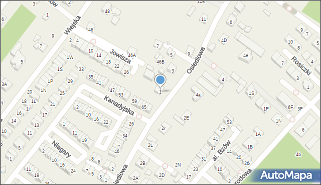 Józefosław, Osiedlowa, 1, mapa Józefosław