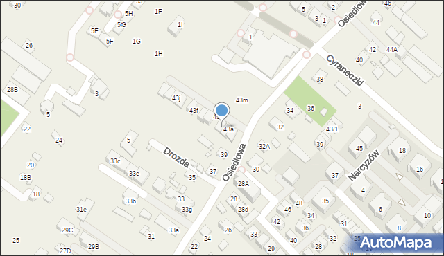 Józefosław, Osiedlowa, 43b, mapa Józefosław