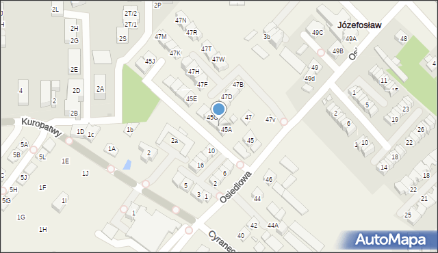 Józefosław, Osiedlowa, 45B, mapa Józefosław