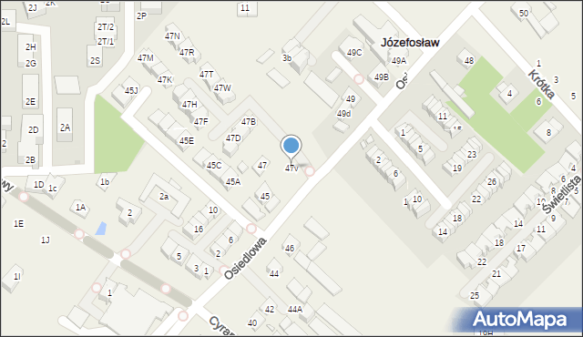 Józefosław, Osiedlowa, 47v, mapa Józefosław