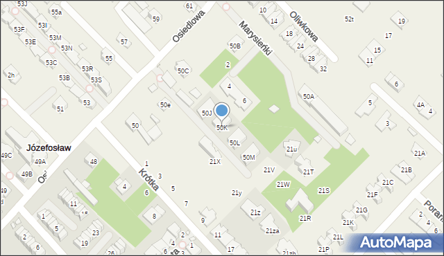 Józefosław, Osiedlowa, 50K, mapa Józefosław