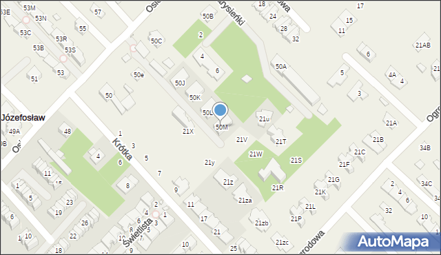 Józefosław, Osiedlowa, 50M, mapa Józefosław