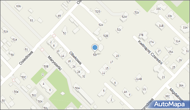 Józefosław, Osiedlowa, 52t, mapa Józefosław