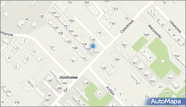 Józefosław, Osiedlowa, 53T, mapa Józefosław