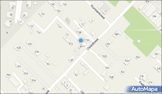 Józefosław, Osiedlowa, 67, mapa Józefosław