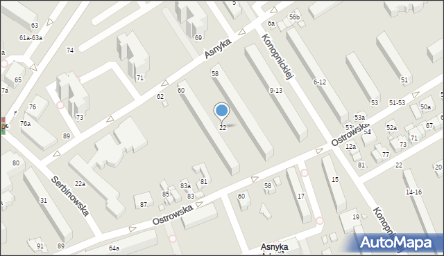 Kalisz, Ostrowska, 22, mapa Kalisza