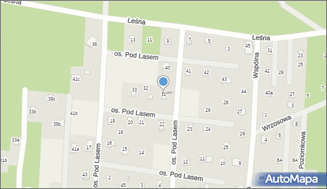 Kania Nowa, Osiedle Pod Lasem, 31, mapa Kania Nowa