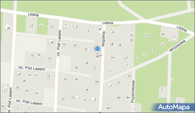 Kania Nowa, Osiedle Pod Lasem, 44, mapa Kania Nowa