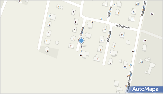 Kargoszyn, Osiedlowa, 6, mapa Kargoszyn