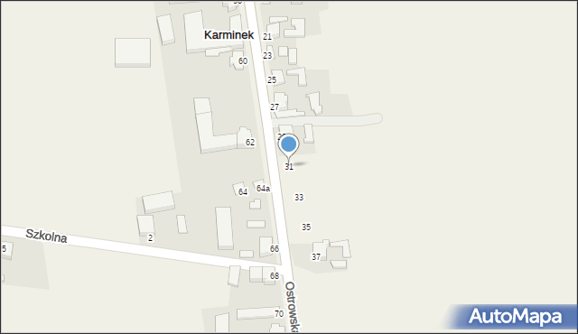 Karminek, Ostrowska, 31, mapa Karminek