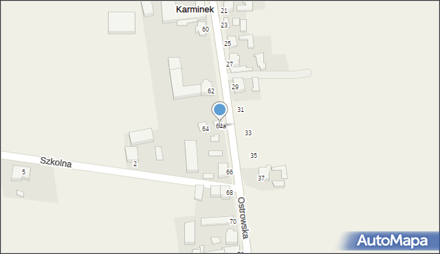 Karminek, Ostrowska, 64a, mapa Karminek