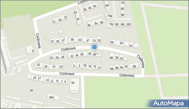 Katowice, Osikowa, 42, mapa Katowic