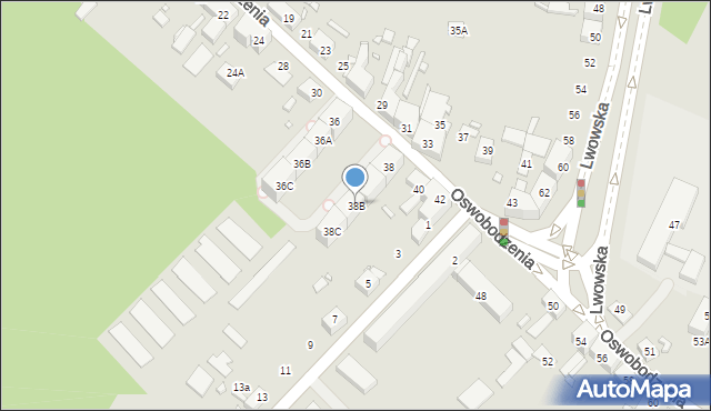 Katowice, Oswobodzenia, 38B, mapa Katowic