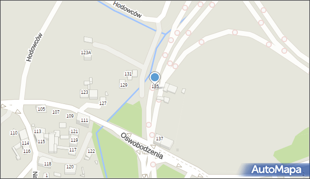 Katowice, Oswobodzenia, 135A, mapa Katowic