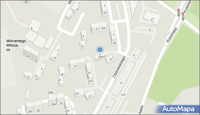 Katowice, Ossowskiego Michała, 12A, mapa Katowic
