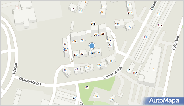Katowice, Ossowskiego Michała, 34A, mapa Katowic