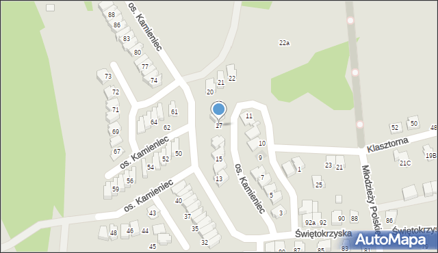 Kęty, Osiedle Kamieniec, 17, mapa Kęty