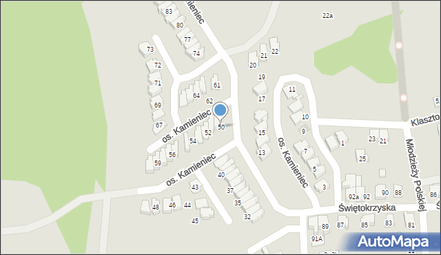 Kęty, Osiedle Kamieniec, 50, mapa Kęty