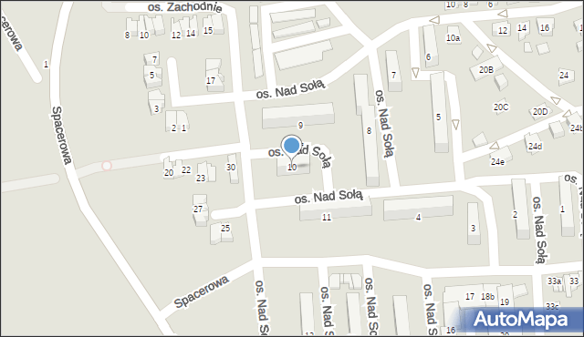 Kęty, Osiedle Nad Sołą, 10, mapa Kęty