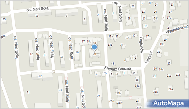 Kęty, Osiedle Nad Sołą, 20, mapa Kęty