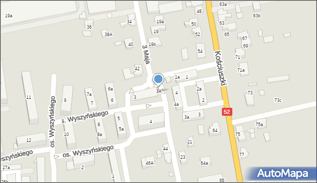 Kęty, Osiedle Wyszyńskiego Stefana, ks. kard., 3A, mapa Kęty