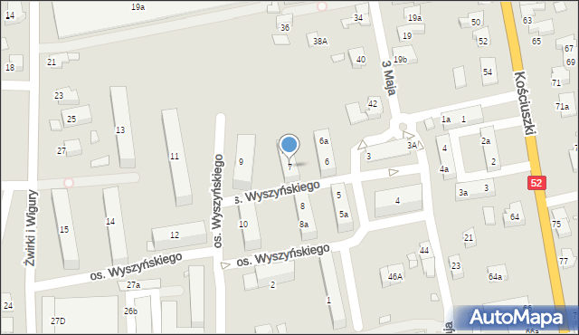 Kęty, Osiedle Wyszyńskiego Stefana, ks. kard., 7, mapa Kęty