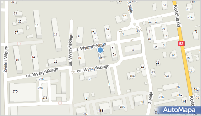 Kęty, Osiedle Wyszyńskiego Stefana, ks. kard., 8a, mapa Kęty