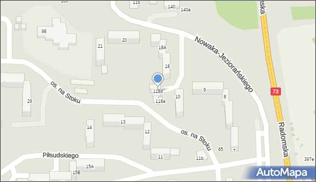 Kielce, Osiedle na Stoku, 118d, mapa Kielc