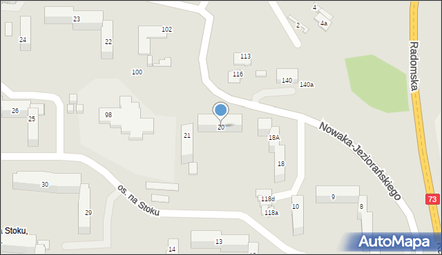 Kielce, Osiedle na Stoku, 20, mapa Kielc