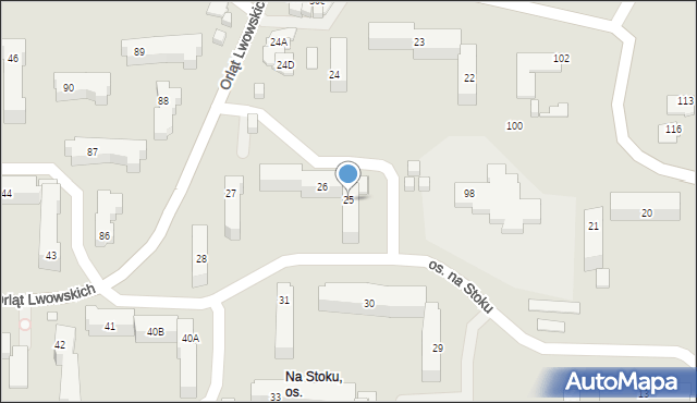 Kielce, Osiedle na Stoku, 25, mapa Kielc