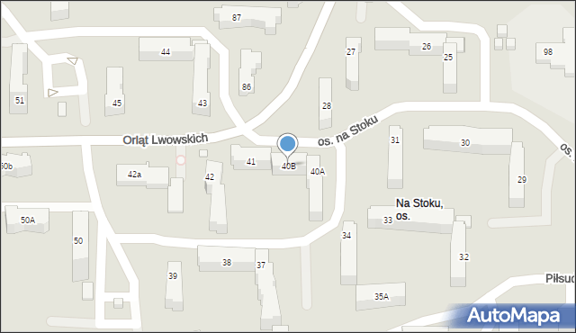 Kielce, Osiedle na Stoku, 40B, mapa Kielc