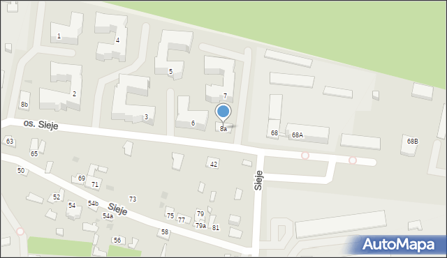 Kielce, Osiedle Sieje, 8a, mapa Kielc