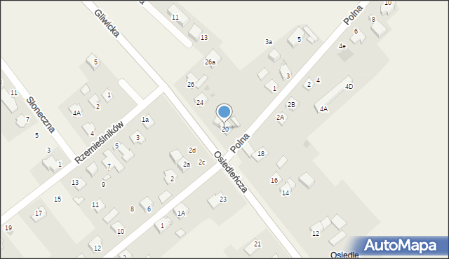 Kleszczów, Osiedleńcza, 20, mapa Kleszczów