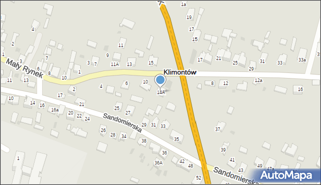 Klimontów, Ossolińska, 14A, mapa Klimontów