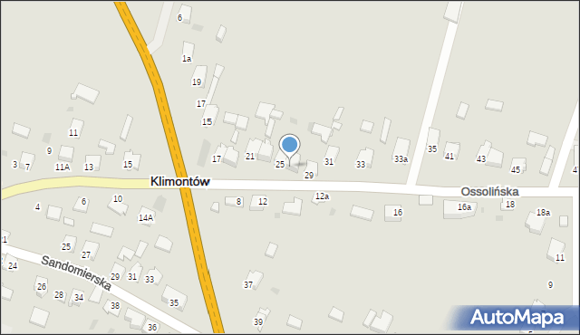Klimontów, Ossolińska, 27, mapa Klimontów