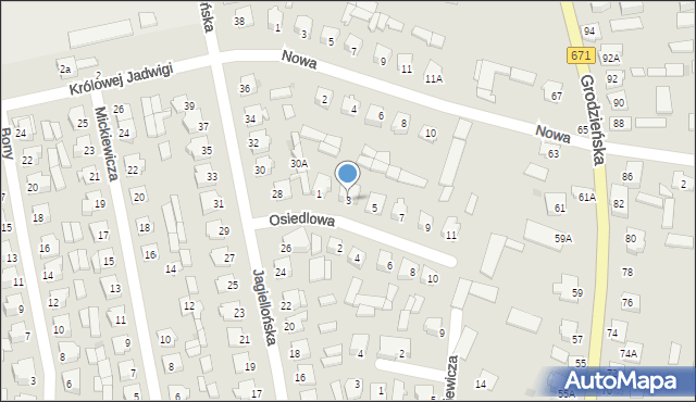 Knyszyn, Osiedlowa, 3, mapa Knyszyn