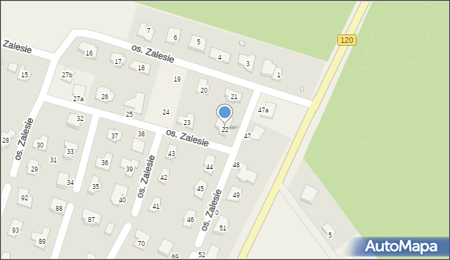 Kobylanka, Osiedle Zalesie, 22, mapa Kobylanka