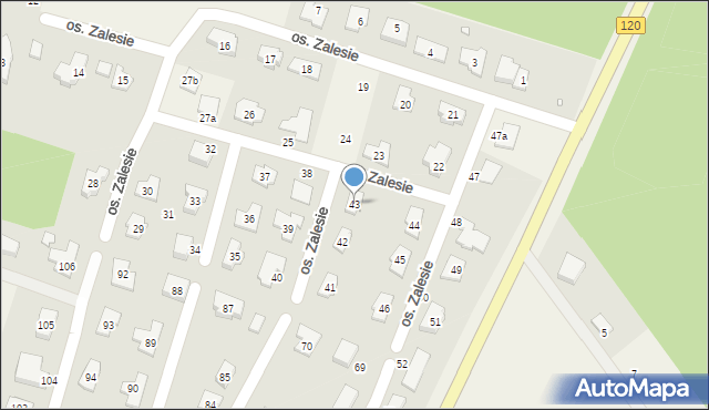 Kobylanka, Osiedle Zalesie, 43, mapa Kobylanka