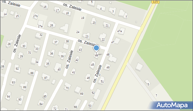 Kobylanka, Osiedle Zalesie, 44, mapa Kobylanka
